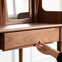 Ensemble de coiffeuse en bois de chêne massif de style nordique, table de maquillage moderne pour chambre à coucher avec meuble de rangement latéral, mobilier personnalisé OEM