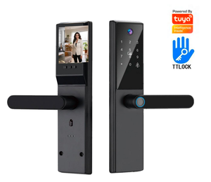 Serrure de porte intelligente Auvinx Factory, empreinte digitale, mot de passe, <span class=keywords><strong>carte</strong></span> IC, serrure d'appartement/bureau, application Tuya WIFI, serrure numérique, caméra - Product Image 1