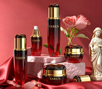 Flacon distributeur sous pression en verre de 40 ml, flacon de toner de 120 ml, tube de crème rouge, matériaux d'emballage pour soins de la peau