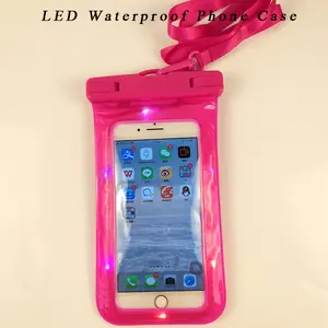 Borsa impermeabile impermeabile per telefono con sfarfallio a LED in PVC trasparente personalizzato