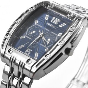 Tonneau-shaped men's <b>watch</b>, stylish, casual, original design, quartz steel strap <b>watch</b> for students. - Product Image 3