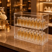 Vitrine de Comptoir Moderne en Acrylique Calic pour 24 Flacons de Parfum, Transparente, Verrouillable, Taille Personnalisée, OEM
