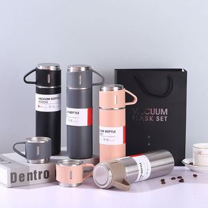 Business 500ml Gift Box Set Stainless Steel Vacuum Insulated Thermos Cup One Cup <b>Flasks</b> Water <b>Bottle</b> 3 Lids - Product Image 1