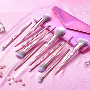 Sıcak satış pembe altın taşınabilir makyaj fırçası takım yaratıcı 10 adet kaş allık göz farı fırçalar beyaz güzellik alet çantası için yüz - Product Image 6