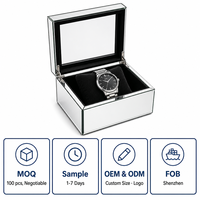 Boîte de présentation de montres en acrylique miroir, vitrine transparente à couvercle rabattable, miroir intérieur, coussin en velours, bijouterie, OEM CALIC