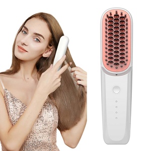New Design Portable Wireless USB Rechargeable Mini Ionic <b>Hair</b> Straightener Comb <b>Brush</b> - Product Image 2