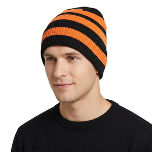 Unisex Solid 100% Acrylic Flat Knit Beanie <b>Hat</b> <b>Winter</b> Warm Casual Outdoor Adult 58-60CM Head Circumference 2027 - Product Image 1