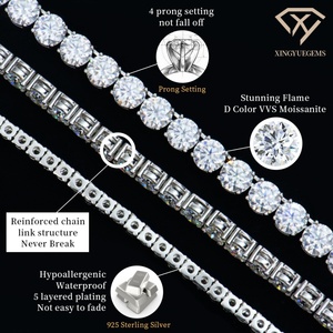 Prêt à expédier Collier et bracelet tennis en argent 925 serti de moissanite glacée Tailles disponibles de 2 mm à 6,5 mm - Product Image 5