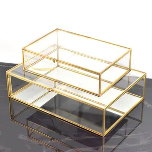 Black & シルバー * Copper / Rose Gold Contemporary Mirror Glass Jewellery Trinket Storage Box><卸売4*6 5x7ガラス写真