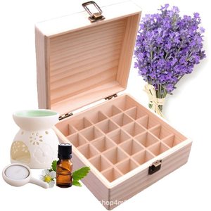 Essential Oil Storage <b>Box</b> <b>Pine</b> Wood Rectangular 36 Grids Organizer For Aromatherapy Display - Product Image 1