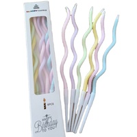 Bougies Courtes Blanches Pastel à Pois ROMANCE et PASSION, Impression Métallique Élégante, Bougies d'Anniversaire Joyeuses