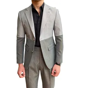 Promotional italian groom wedding dress suit custom wool seamless suit blazer for business