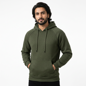 Sweat à capuche homme 100% Coton Velours épais personnalisé, coupe ample et oversize, demi-zip, uni, hiver, écologique, haute qualité, vierge - Product Image 1
