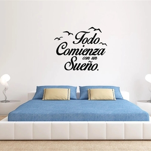 Autocollants muraux décoratifs en PVC espagnol style Art Déco, citation de motivation, décoration artistique pour chambre d'enfant - Product Image 2