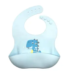 Top Fashion Waterproof Silicone Teether With Buttons Toddler Stock Baby Bib