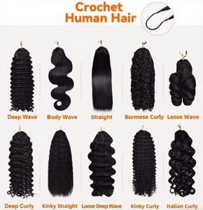 Extensions de cheveux humains bouclés au crochet, tresses sans nœuds, paquets de cheveux humains bouclés au crochet, boucles birmanes pré-bouclées - Product Image 3