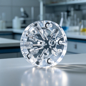 Pièces de corps de valve en acrylique sur mesure, haute transparence, composants PMMA haute brillance, usinage CNC, tournage de précision, fraisage miroir - Product Image 1