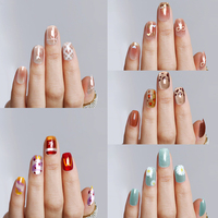 Haut de gamme 10 pièces longue durée court carré acrylique Design de mode Faux fleur bâton ongles faux ongles doigt Application en gros