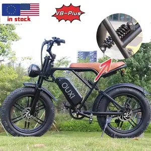 EU USスポットouxyV8電動自転車ビッグスノーファットタイヤ20インチ、250Wパワー48V25km/hスピードアダルトファットバイク、後部座席eバイク付き