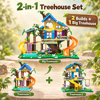 Ensemble de blocs de construction 2-en-1 pour maison dans les arbres, 799 pièces, jouet de construction pour enfants avec toboggan, balançoire et balcon, cadeau éducatif créatif STEM