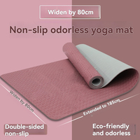Tapis de yoga TPE de 183 cm, épaissi et élargi, tapis de sol en caoutchouc antidérapant pour usage domestique, tapis de yoga rectangulaire antidérapant