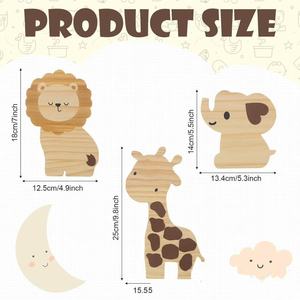Décorations d'animaux en bois, lot de plusieurs pièces, bois massif, style scandinave, décoration de chambre à coucher, chambre d'enfant - Product Image 3