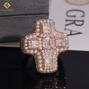 ZUANFA JEWELRY S925 Cross Shape Moissanite <b>Cocktail</b> <b>Ring</b> 18K <b>Gold</b> Plated Pave Setting Luxury Unisex Party Jewelry Man <b>Ring</b> - Product Image 6