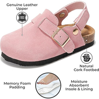 Sandal anak perempuan, grosir desain baru sandal merah muda Khaki musim panas Outdoor pantai sapi Suede sandal datar