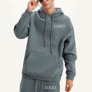 Ensemble de survêtement unisexe en polaire respirant et écologique pour homme, grande taille, 2 pièces, style streetwear, avec sweat à capuche et pantalon de jogging personnalisé à manches longues en peluche - Product Image 1