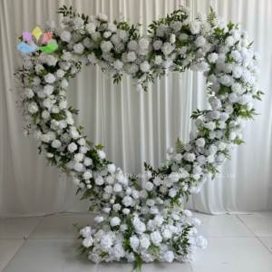 E128-lengkungan pernikahan bunga buatan baris mawar lengkungan merah muda hati rak bulat latar belakang acara lamaran pernikahan - Product Image 5