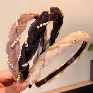 Domoho trang sức tóc đám cưới thanh lịch làm bằng tay dây buộc tóc đàn hồi ngọc trai <span class=keywords><strong>Inlay</strong></span> cô dâu đính hôn kỷ niệm đẹp ngọt ngào bên - Product Image 2