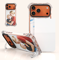 Coque de téléphone personnalisée par sublimation pour iPhone 15, 16, 17 Series, avec support invisible et protection antichoc aux 4 coins, coque vierge pour impression DIY