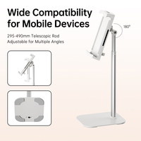 Support universel télescopique en aluminium pour tablette et téléphone, réglable en hauteur, support de bureau pour smartphones, tablettes, iPad, en métal, pour diffusion en direct