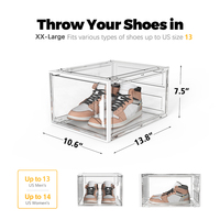 Boîte à chaussures transparente de grande taille au design moderne, logo personnalisable, tiroir de rangement pour baskets en plastique épaissi pour salon BT-394