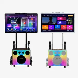 RioTouch Portable Karaoke Player With Speaker Display 2 Wireless Microphones Live Entertainment-Hot Sale