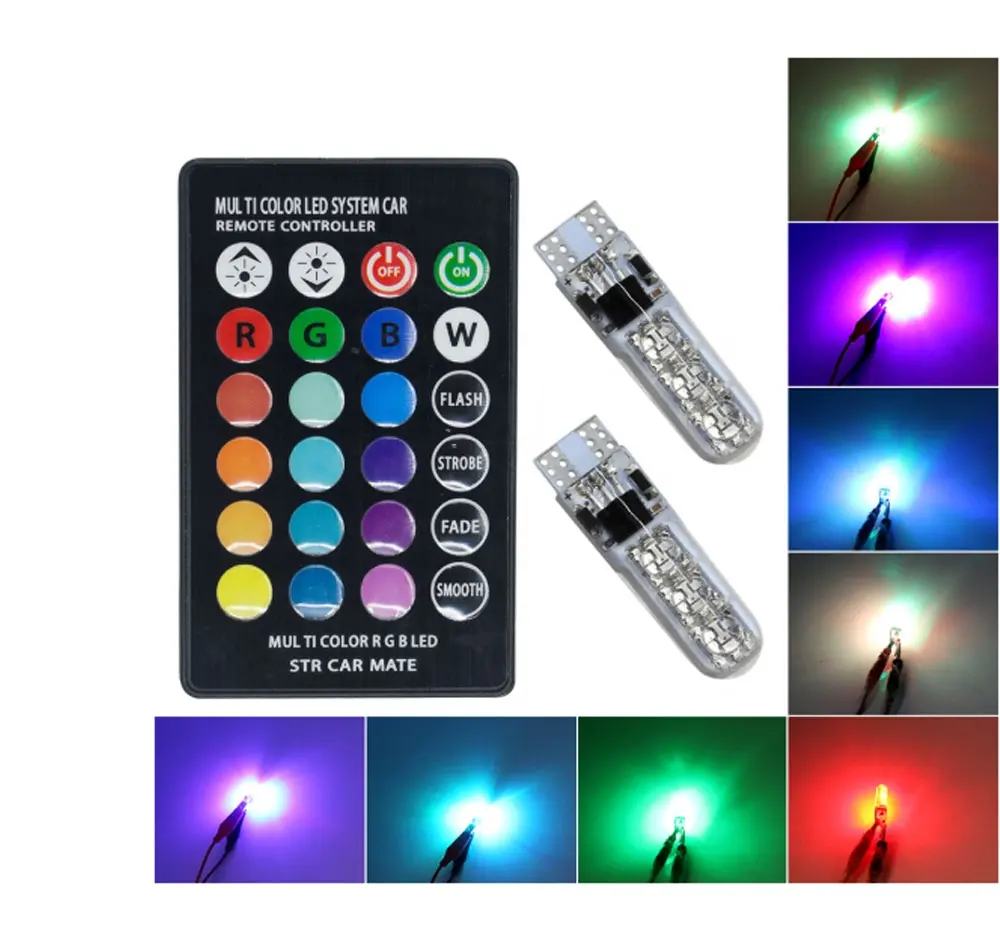 Newest RGB T10 5050 6SMDシリコーン制御12V LED Reading Wedge Light Signal LampためUniversal Carヘッドライト
