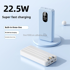 Nouvelle batterie externe portable 20000mAh avec écran numérique Type-C 22.5W USB Câble intégré à trois fils pour une charge rapide - Product Image 5
