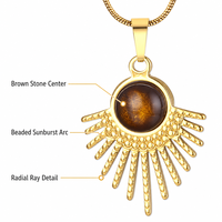 Kalung Liontin Batu Zirkon Mata Harimau Lapis Emas 18K dari Baja Anti Karat, Liontin Bulat Buatan Laboratorium, Perhiasan Rantai untuk Wanita, Hadiah
