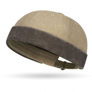 Retro Beanie Brimless <b>Hat</b> Washed Cotton Rolled Cuff Sailor Cap Promotion Gift - Product Image 3