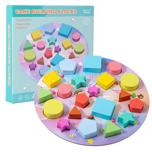 Montessori gâteau forme blocs géométrique correspondant conseil préscolaire couleur tri Fraction apprentissage jouet éducatif 3 + - Product Image 2