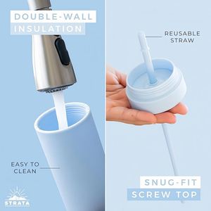 Gobelet réutilisable haut de 16 oz à double paroi, finition mate, personnalisable avec logo, multicolore, avec couvercles et pailles assortis, pour fêtes, voyages et cadeaux - Product Image 4