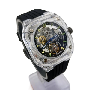 Cassa per Orologio Sportivo Quadrata in ABS Acrilico Prodotta in Fabbrica, Movimento Meccanico Automatico Hangzhou, Resistente all'Acqua 3BAR con Cinturino in Silicone - Product Image 1