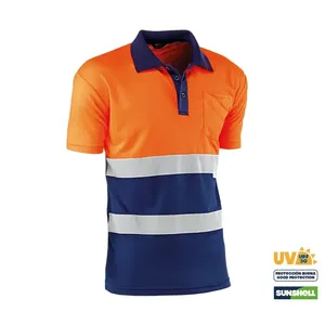 Polos - HV730BCAZUL S Eire - Couleur : Orange fluo/bleu - Bandes réfléchissantes « eye bird » avec trois éléments - Product Image 1