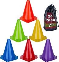 Cônes de football multicolores de 7 pouces pour l'entraînement sportif, marquage de terrain, obstacle, marqueur d'agilité, en plastique, pour la pratique du football - Approvisionnement direct usine