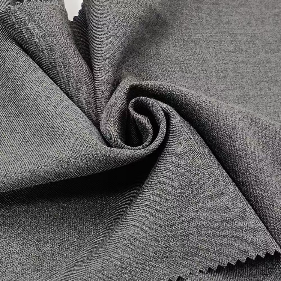 TR Stretch Wrinkle Resistant Plain Dyed Herringbone Polyester Viscose Blended Fabric for Suits and Lining