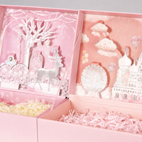 Boîte cadeau pop-up Leabon à double couvercle rose, logo et taille personnalisés, artisanat en papier 3D, anniversaire, Saint-Valentin, vente en gros, usine