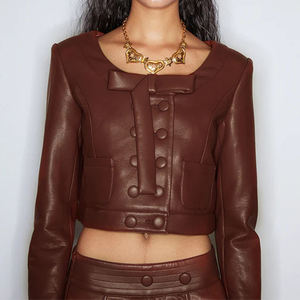 ZYHT 73640 femme rue moto tenues femmes à manches longues vélo jupe courte costumes mode cuir Mini jupe ensembles - Product Image 4