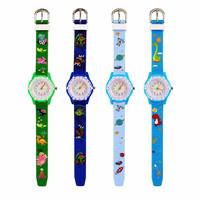 Montre à quartz pour enfants en silicone motif dessin animé, pour garçons, comme cadeau de vacances, dinosaure, espace