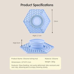 Eco-Friendly Food Grade Silicone Pet Licking Pad Divided Texture Slow Eating <b>Mat</b> for Dogs <b>Cats</b> with Portable Travel Water Bowl - Product Image 6