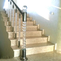 Poteau d'escalier en plexiglas moderne de luxe, pilier en acrylique transparent, garde-corps d'escalier en verre, balustres